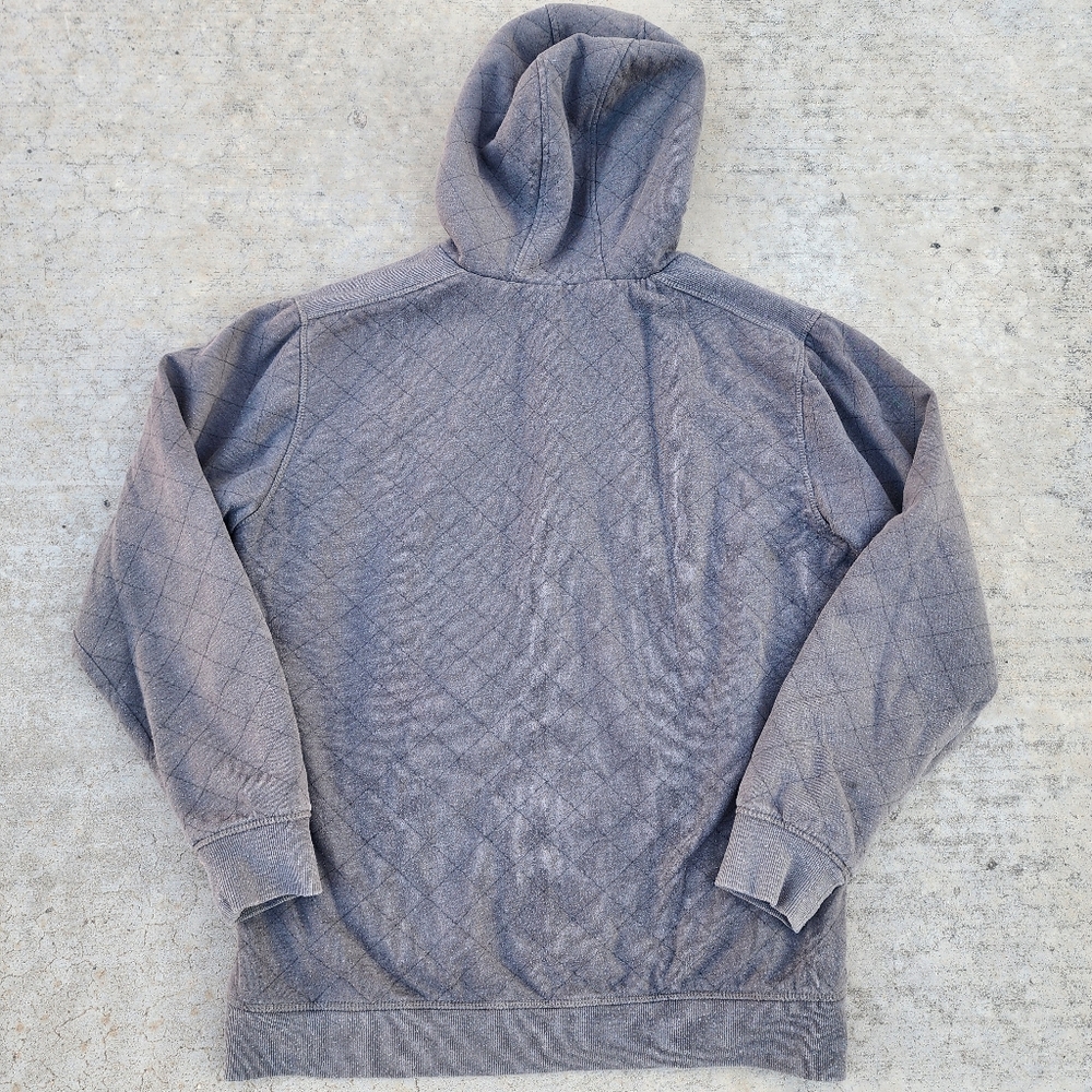Y2K Quicksilver Gray Quilted Men's Zip Up Hoodie Sherpa Lined Jacket, Sz XL - Picture 8 of 9
